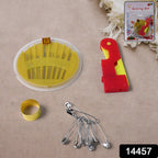 Compact tailoring sewing kit with needle threader and scissors for easy stitching tasks