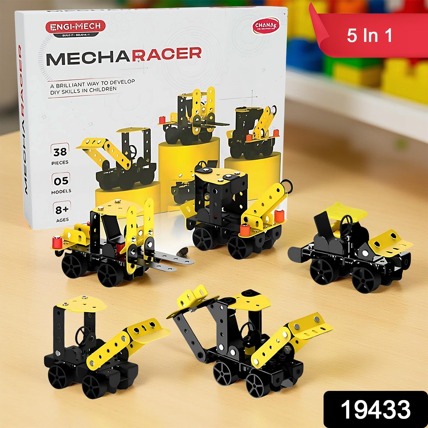 Child assembling one of the 5 models from Mecha Racer STEM Kit
