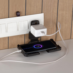 The compact design of the PHOBIA black mobile charging wall holder.