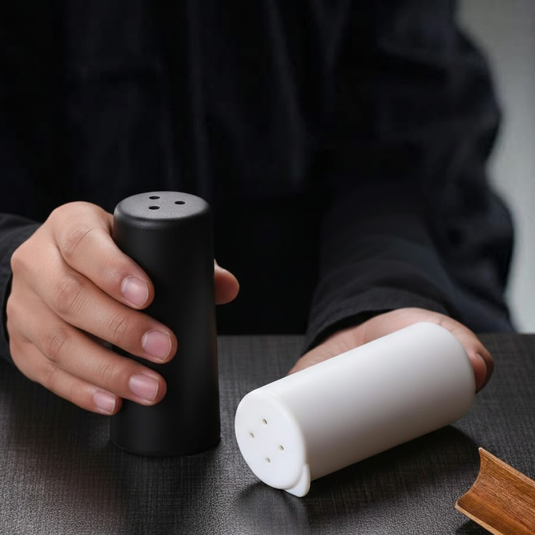 Detailed diagram showing the modular design of the spice shaker.