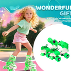 Side view of adjustable kids roller skates, highlighting the size mechanism.