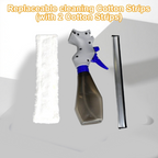 Diagram showing how to refill the spray bottle of the glass cleaner.