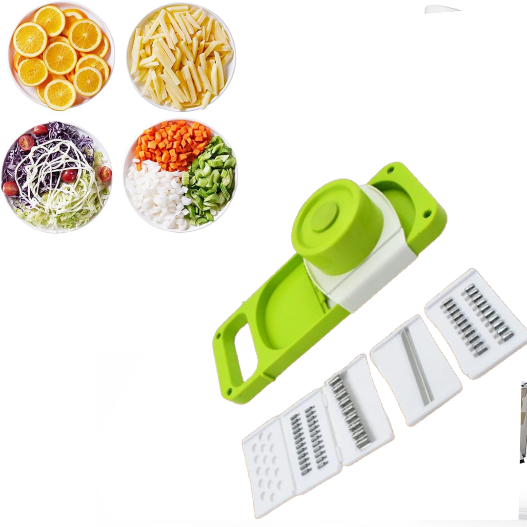 The easy-to-clean components of the foldable slicer being rinsed under water.