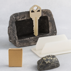 Exterior view highlighting the realistic detail of the fake rock key hider.
