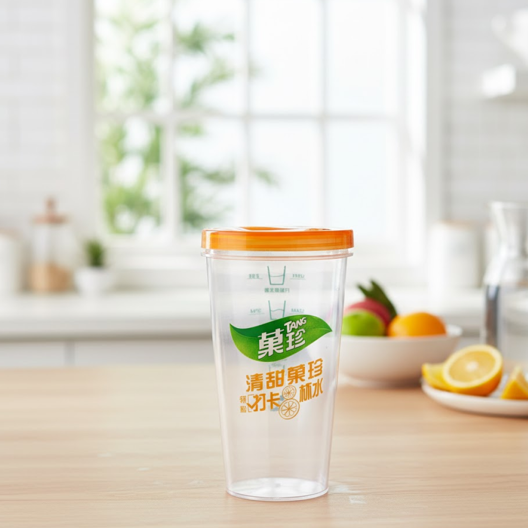 The JourneyMate travel mug demonstrating its compact size.