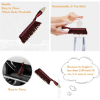 Person using Velvet Wipe duster brush to clean car seat upholstery.