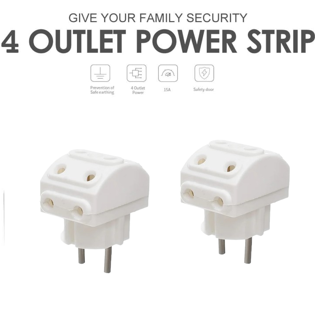 Top view of the Tetherix 5-Way Multi-Plug Socket, showing all 2-pin outlets.