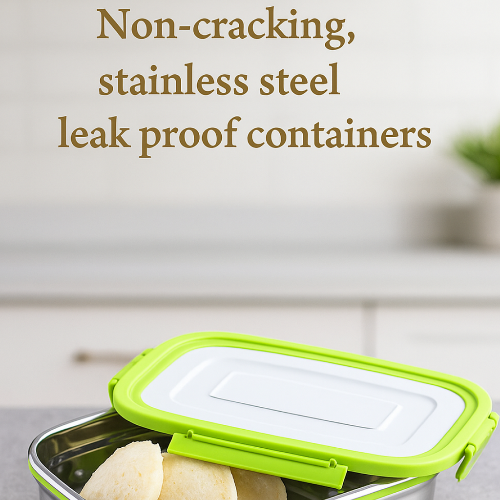Ganesh durable tiffin box showing secure lid closure mechanism.