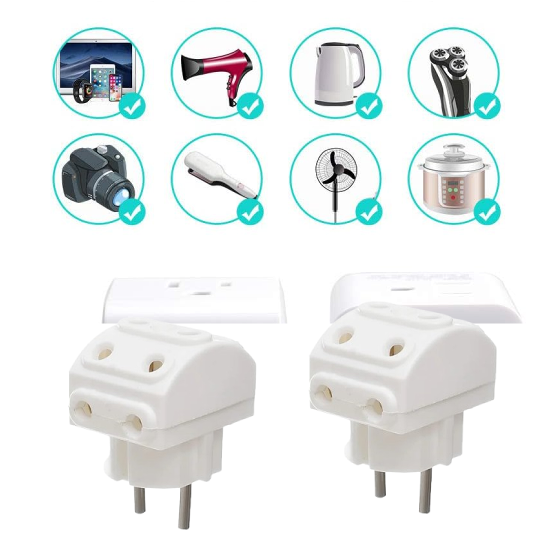 Close-up of the durable 2-pin connections on the Tetherix multi-plug socket.