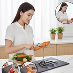 Person using the slicer blade in the 3-in-1 peeler set for vegetables