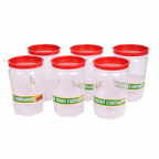 A stack of round clear plastic containers showing their modular design.