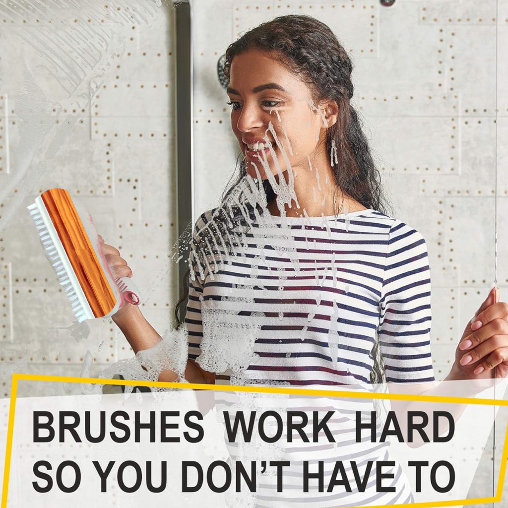 Veepee washing scrub brush featuring heavy-duty nylon bristles and ergonomic wooden finish handle