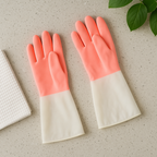 Anti-slip textured palm detail on cleaning gloves