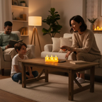 Group shot of decorative LED flameless candle set creating cozy atmosphere
