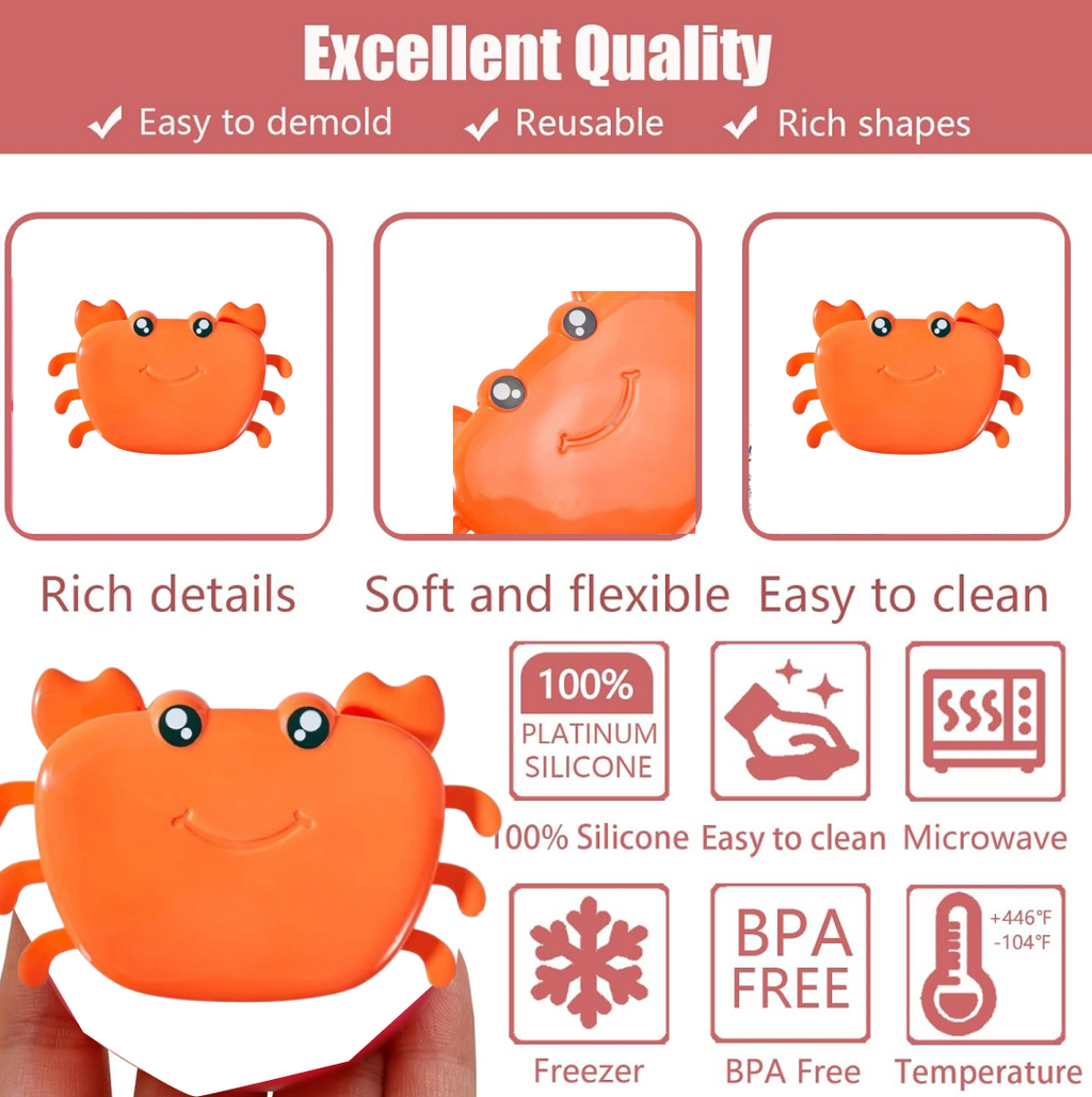 Top-down view of the crab-shaped ice tray, perfect for DIY molds.