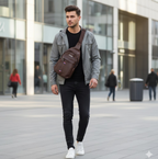 Detailed view of the FERVENT men's casual bag, illustrating its internal compartments and robust zippers.
