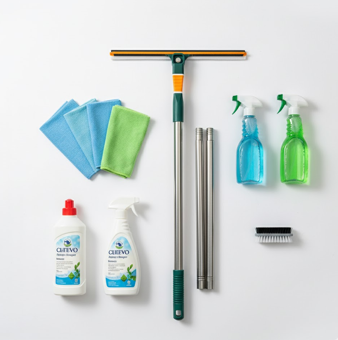 The 3-in-1 Glass Wiper with its detachable microfiber cloth for easy cleaning.