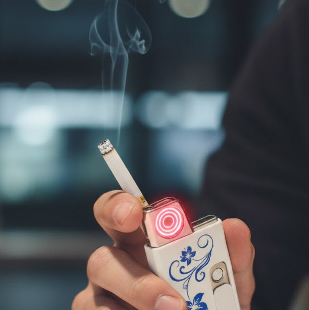 Flameless electric lighter with its sliding mechanism.