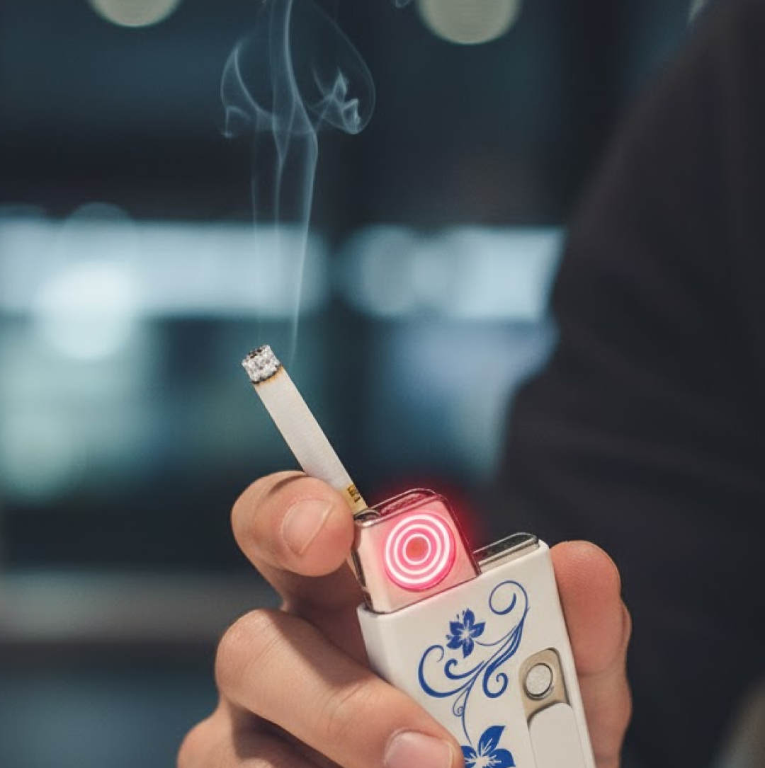 Flameless electric lighter with its sliding mechanism.