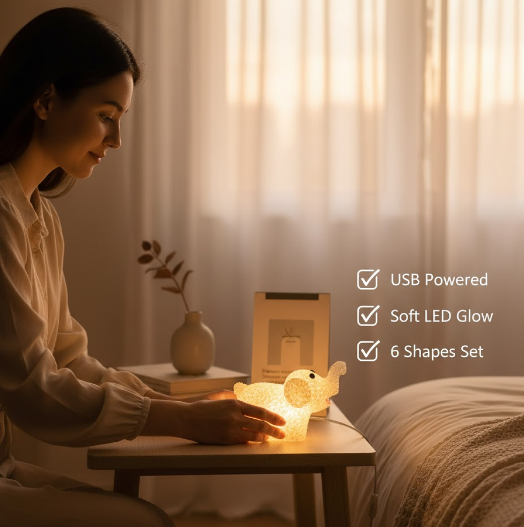 Home decor LED animal light showcasing its charming design on a shelf.