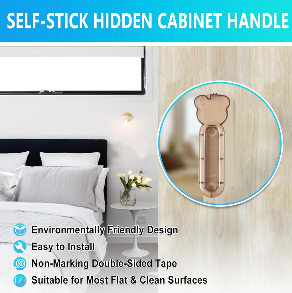 Set of two self-stick push pull helper door handles with ergonomic design