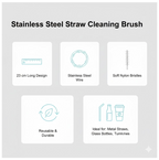 Ergonomic handle of the stainless steel straw cleaner.