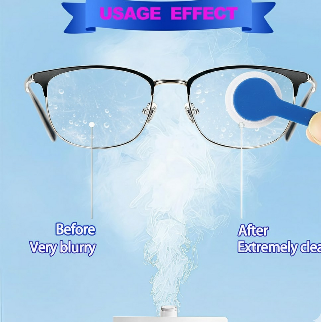 An exploded diagram illustrating the various components of the eyeglass cleaning tool.
