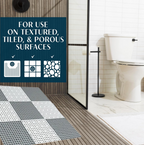 Technical diagram showing design and dimensions of the anti-slip bathroom mat.