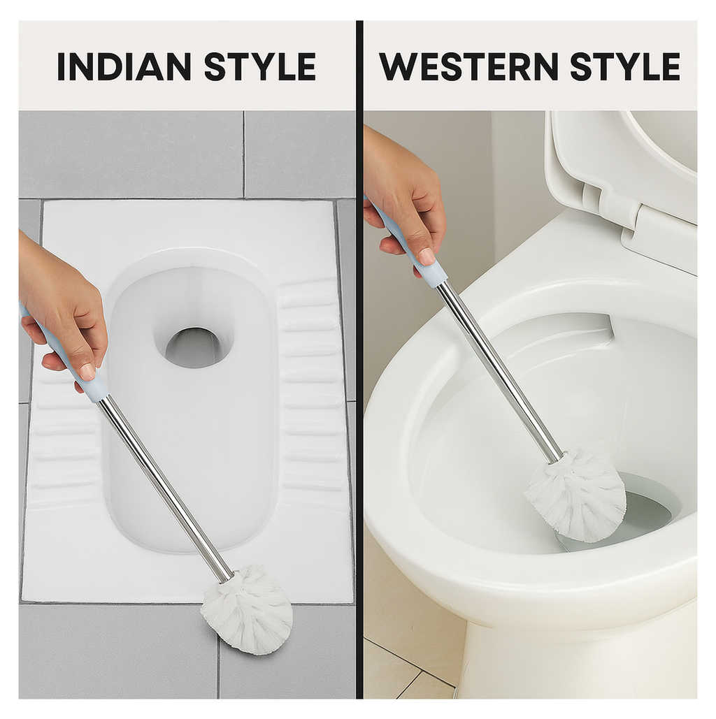 Diagram illustrating the dimensions of the toilet brush and holder.