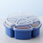 Graphic showing the easy-to-open lid and durable plastic material.
