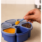 Benefit graphic: keeps spices fresh and prevents cross-contamination.