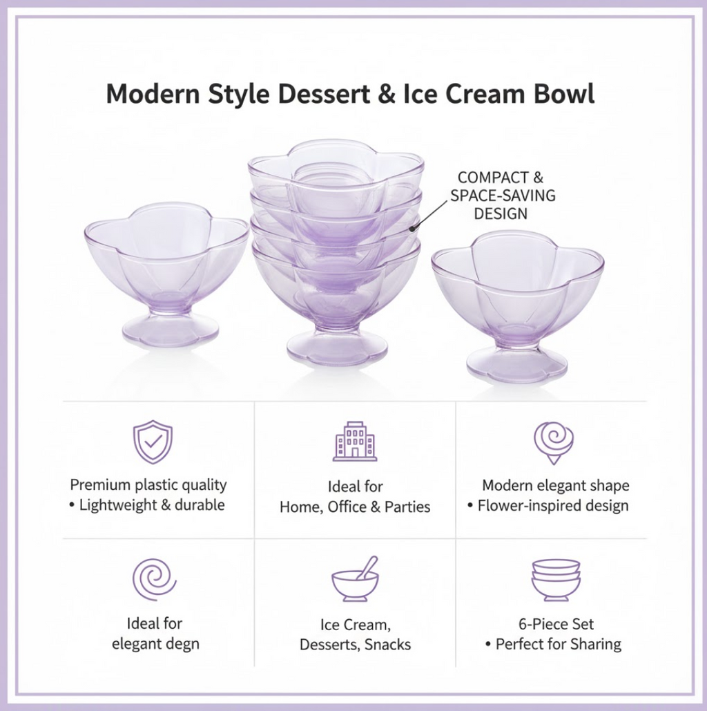 Food-grade plastic dessert bowls showcasing their durable material.