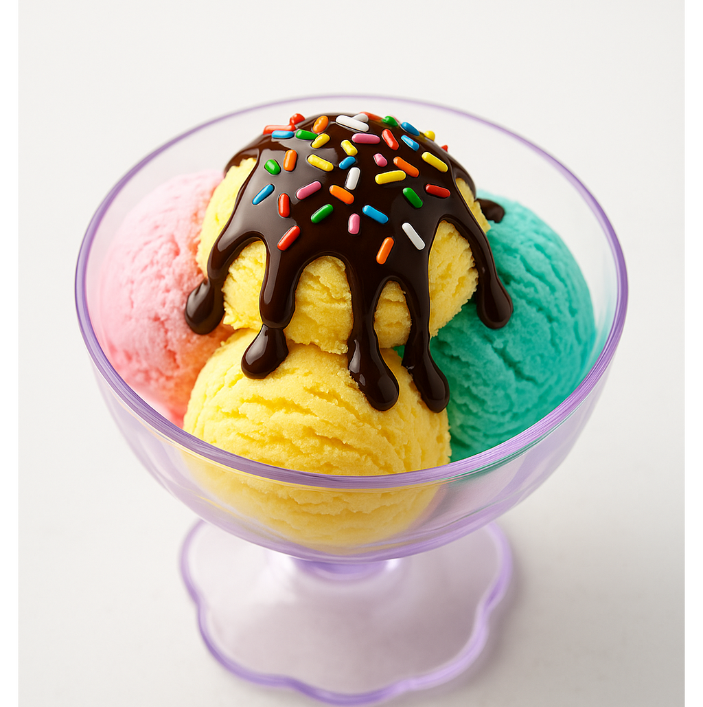 Vibrant plastic dessert bowls, ideal for festive parties.