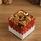 Side view of the Styleva dry fruit storage container, highlighting its compact and space-saving square shape.