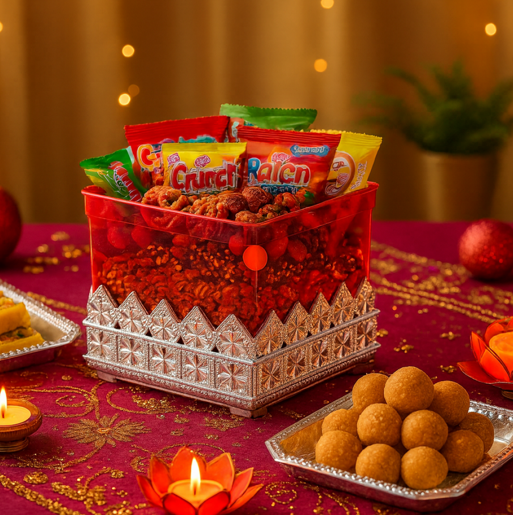 Top-down view of the Styleva Ruby dry fruit storage container, emphasizing its secure lid.