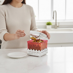 Ruby dry fruit storage container with its air-tight lid removed, showing the wide opening.