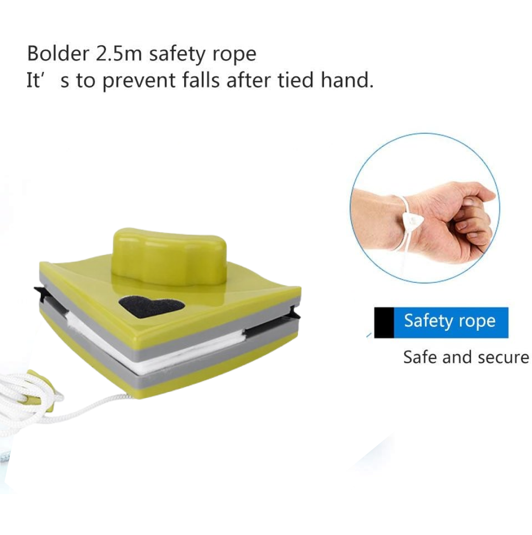 User demonstrating the comfortable hold of the magnetic window cleaning tool.