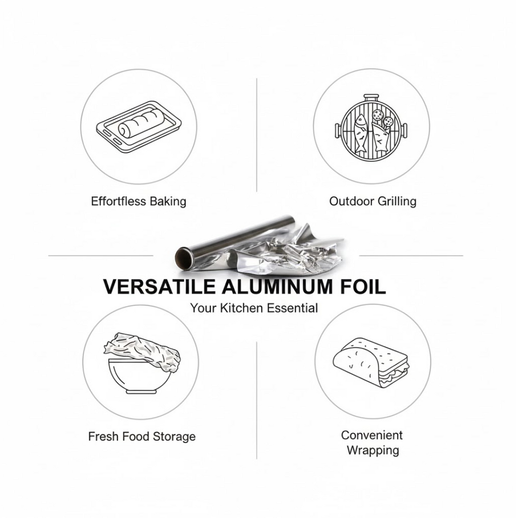 Important usage tips and warnings for the kitchen foil roll.