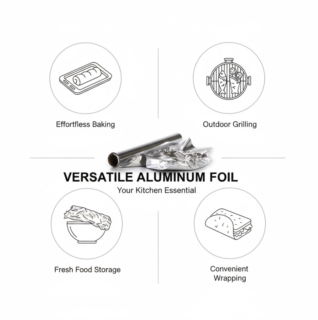Important usage tips and warnings for the kitchen foil roll.