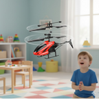 A child happily flying the Remote Control Helicopter outdoors, demonstrating its ease of use.
