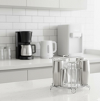 Side profile of the durable glassware rack, showcasing its sturdy base.