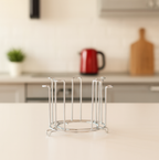 Top-down view of the Stainless Steel Glass Stand, ready for use.