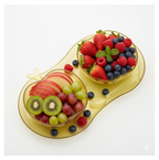 Top-down view of the empty apple-shaped serving tray.