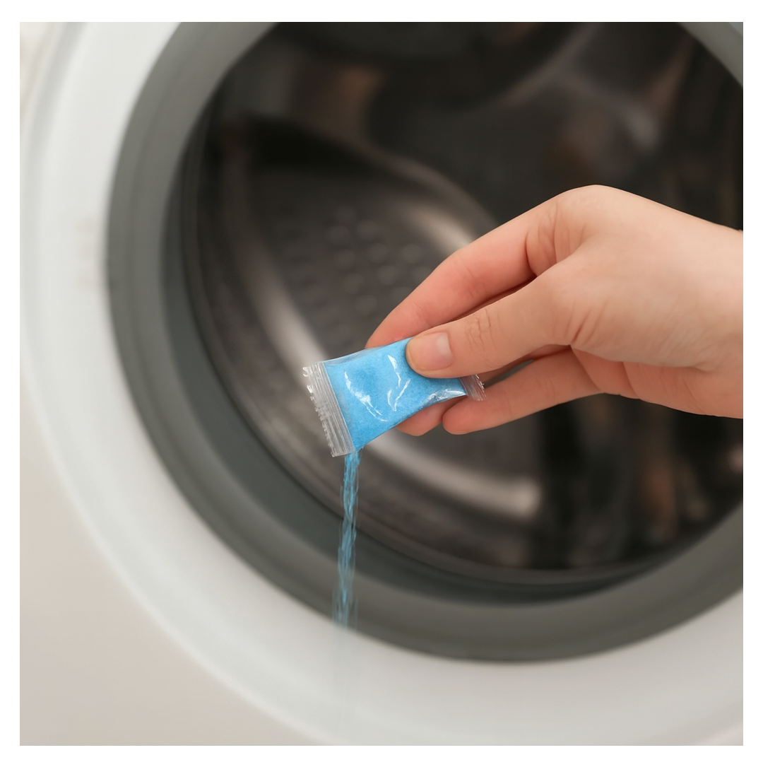 Illustration of the washing machine cleaner's deep action.