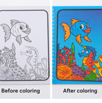 Detailed view of the Magic Water Coloring Book and its unique water-activated pages.