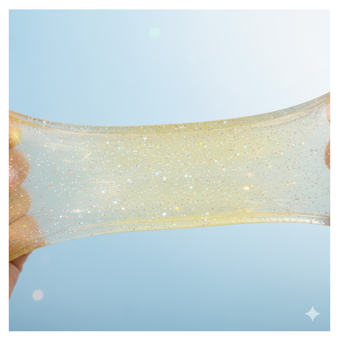 Close-up of sparkling glitter slime texture, perfect for creative and tactile exploration.