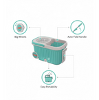 Adjustable, extendable handle of the Ganesh 360 Spin Mop for ergonomic cleaning.