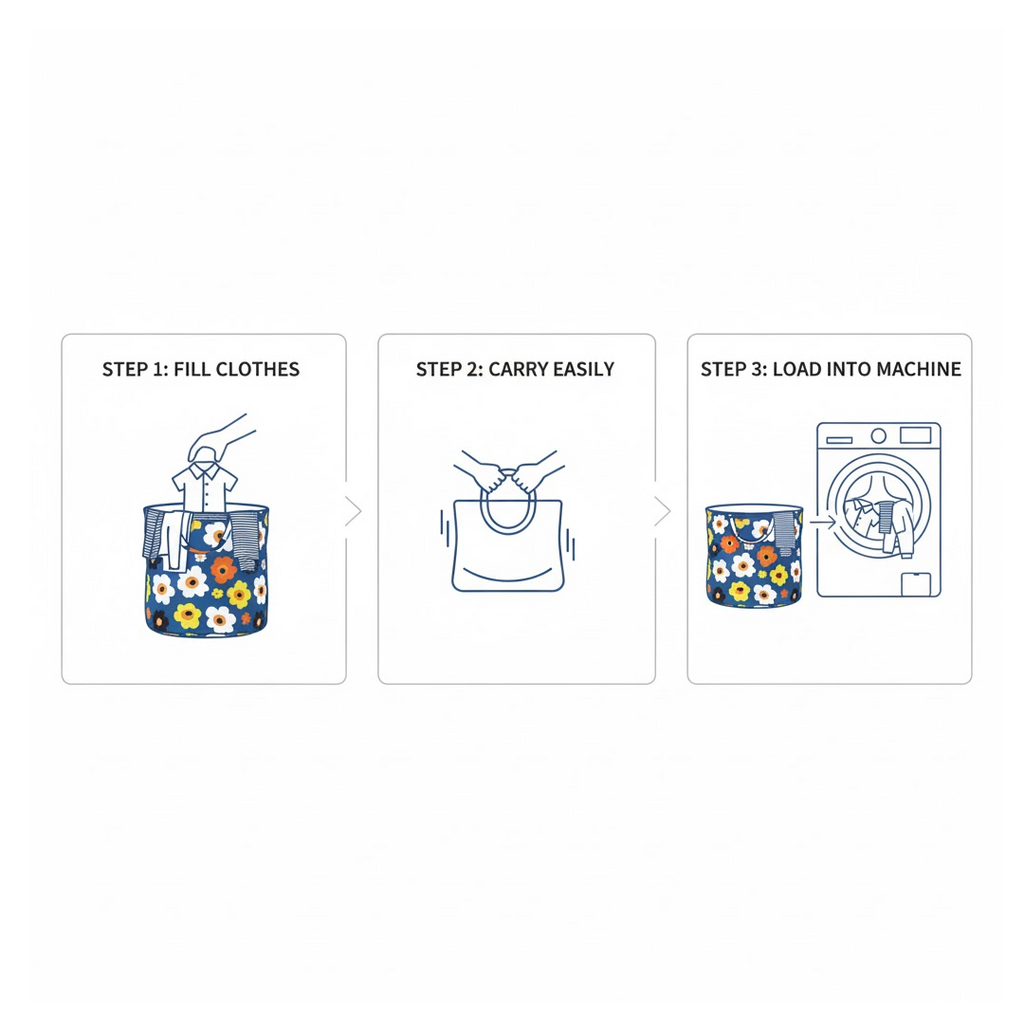 Organivo canvas laundry bag neatly folded flat for compact storage.