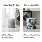 Spacious 45-litre canvas laundry bag shown with ample capacity for clothes.