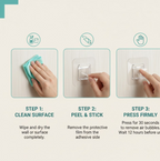 Informative diagram detailing the dimensions of the clear adhesive hook.